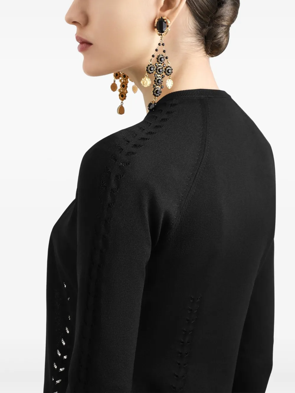 Dolce & Gabbana Black Button Down Slim Cardigan Wool Sweater In Black