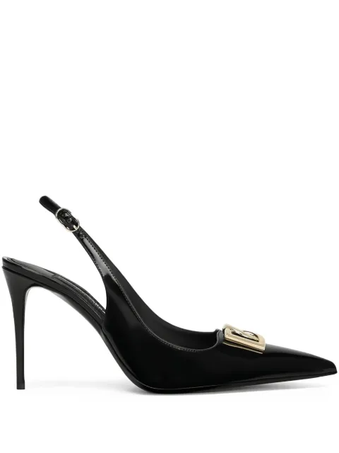 Dolce & Gabbana 90mm DG logo-plaque slingback pumps
