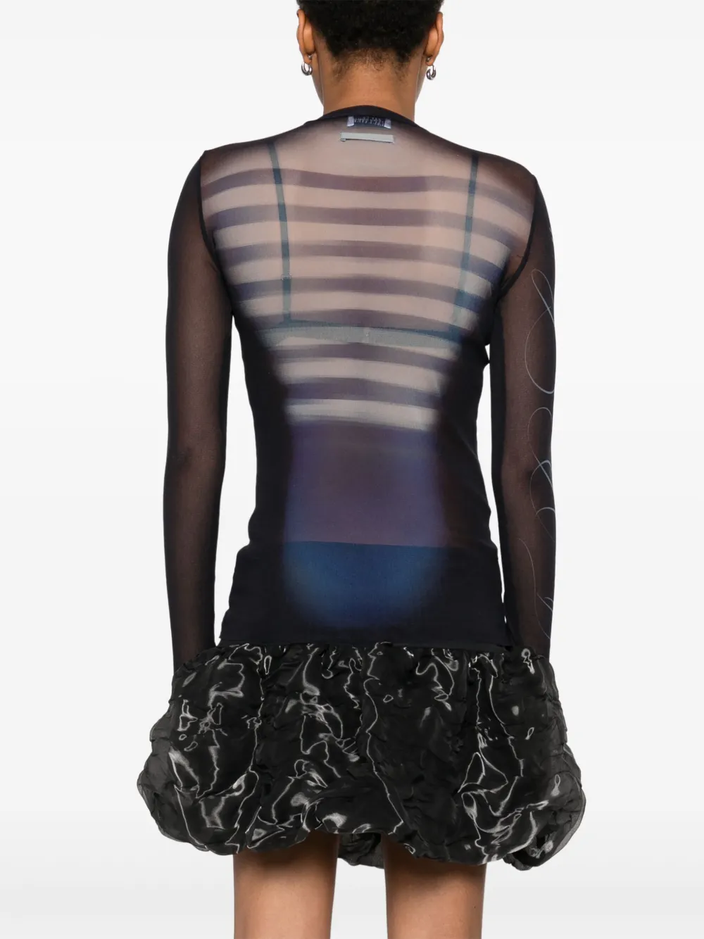Shop Jean Paul Gaultier Le Male-print Mesh Top In Blau