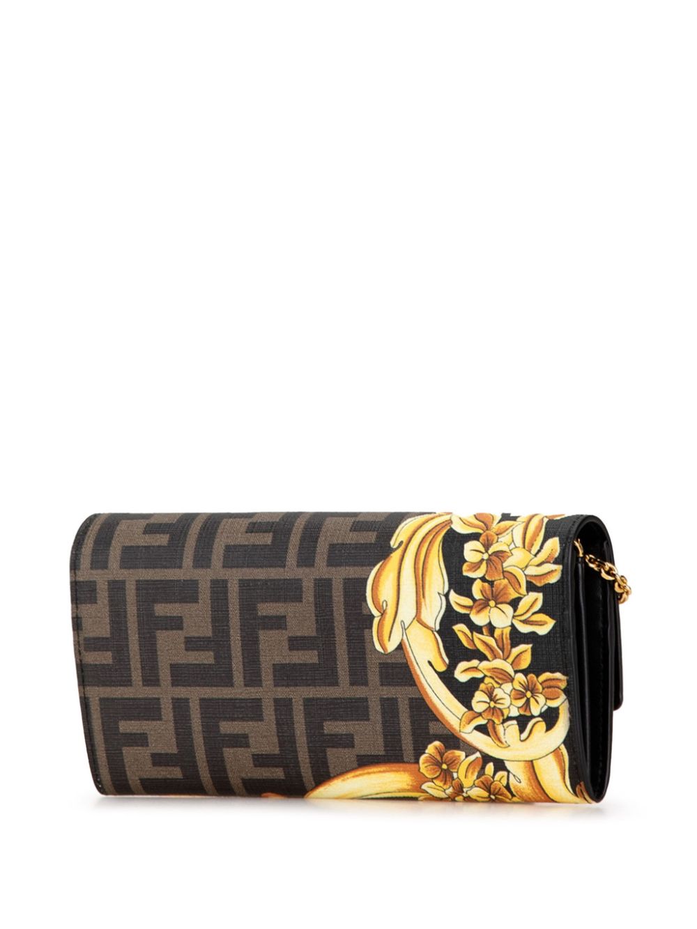 Fendi 2010-2023 Versace Fendace Coated Canvas FF Baroque Print Wallet On Chain crossbody bag