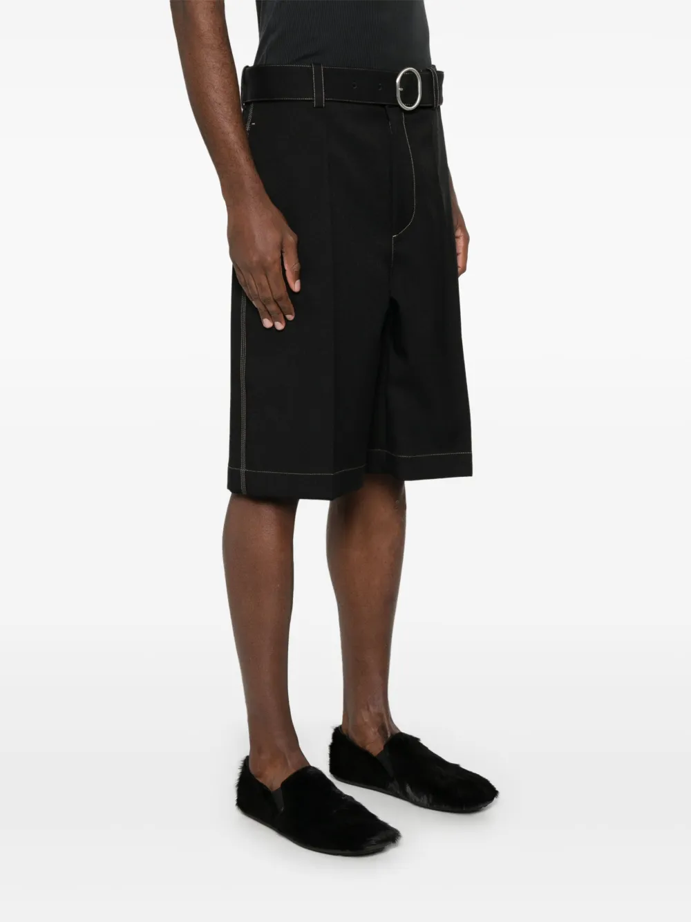 Jil Sander Shorts met ceintuur Zwart