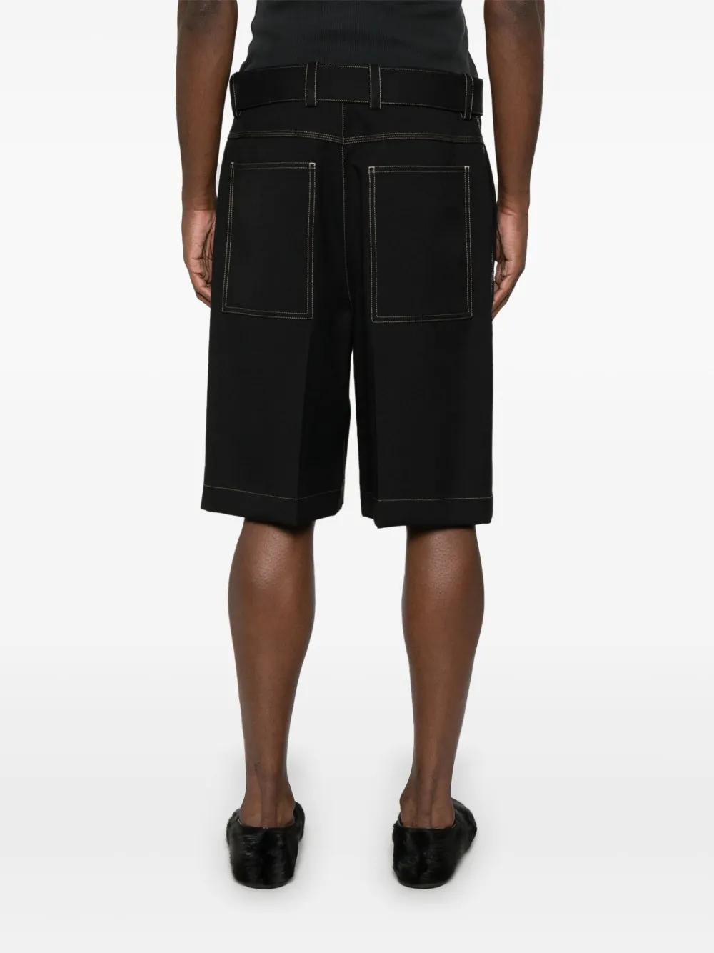 Jil Sander Shorts met ceintuur Zwart