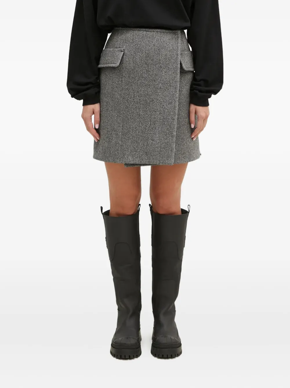 Sportmax Laccio pocket herringbone skirt | Grey | Image 1
