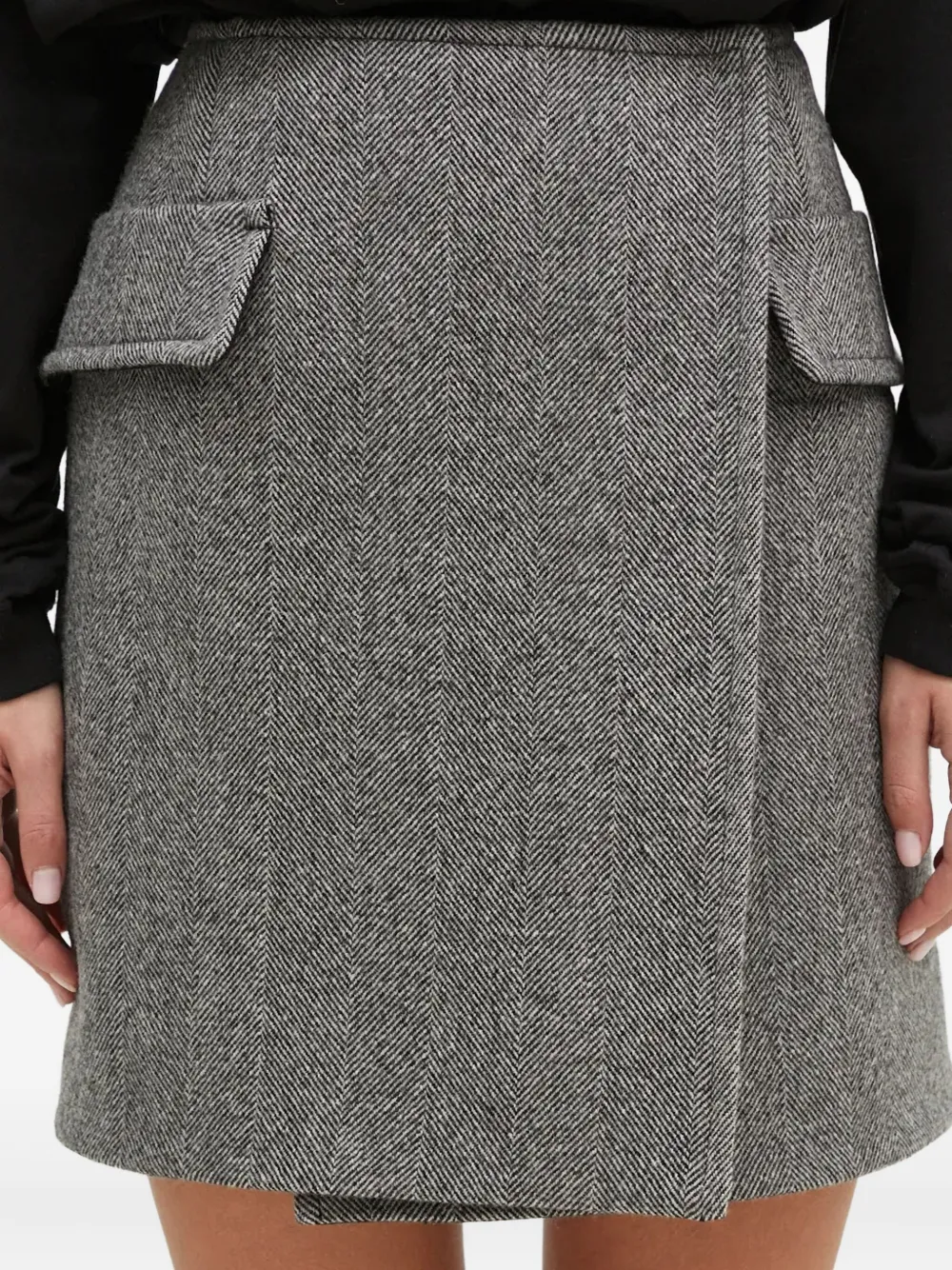 Sportmax Laccio rok met visgraatpatroon Grijs