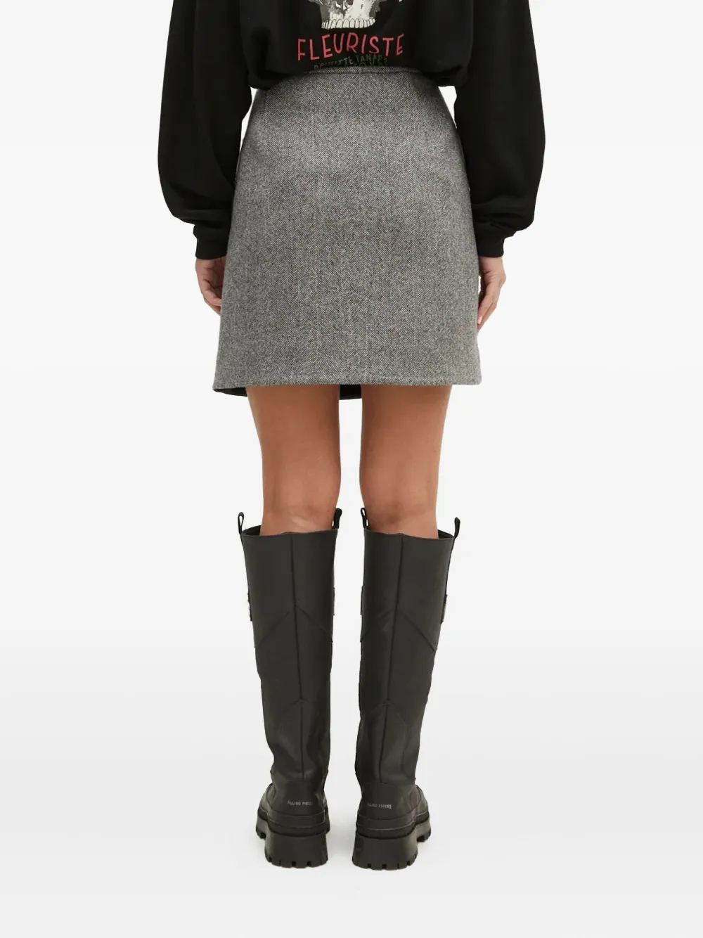 Sportmax Laccio rok met visgraatpatroon Grijs