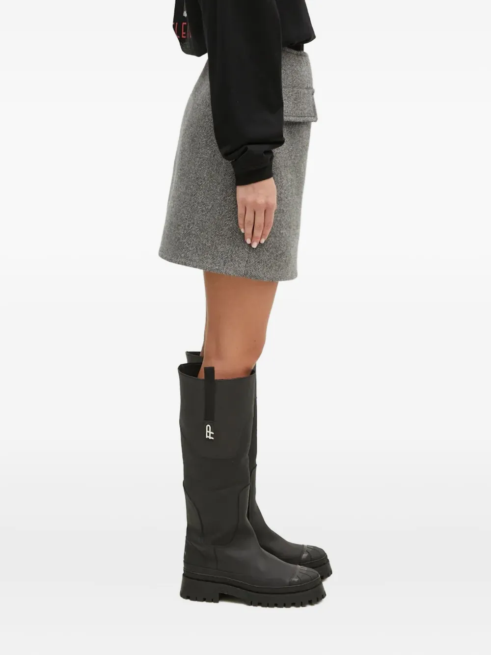 Sportmax Laccio pocket herringbone skirt - Grijs