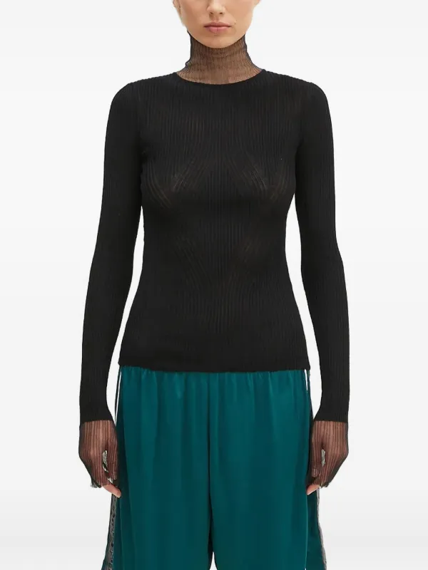 Sportmax Derris Ribbed Knitted Top in Black