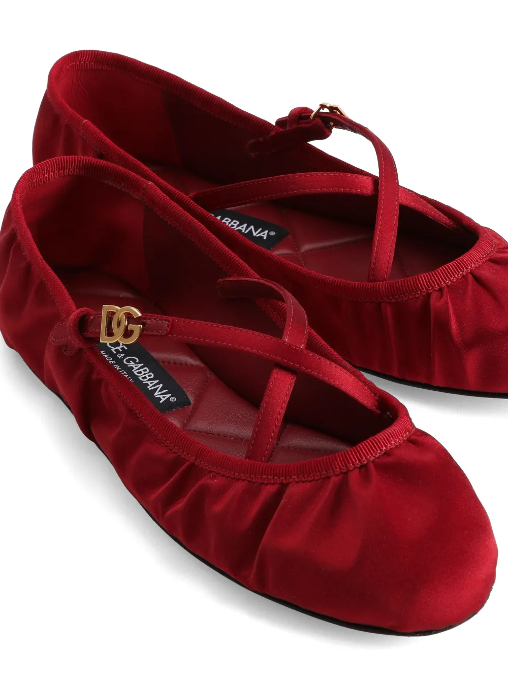 Dolce & Gabbana velvet ballerina shoes Red