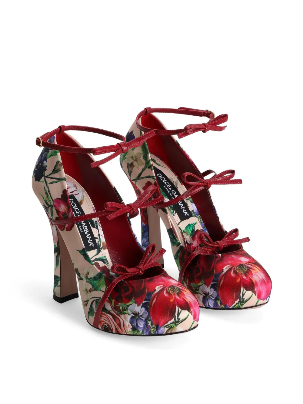 Dolce & Gabbana Floral-print Pumps In Neutrals