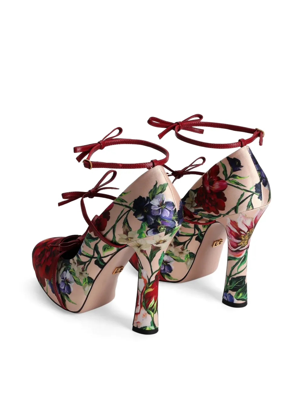 Dolce & Gabbana Floral-print Pumps In Neutrals