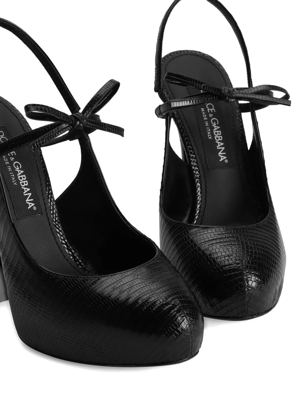 Dolce & Gabbana 105mm pumps met strik en textuur Zwart