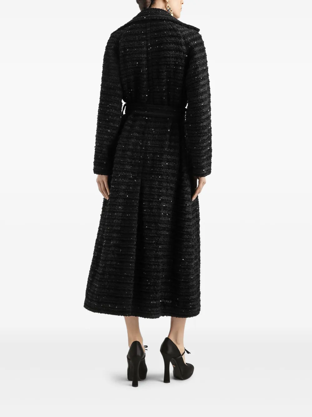 Dolce & Gabbana Tweed jas verfraaid met pailletten Zwart