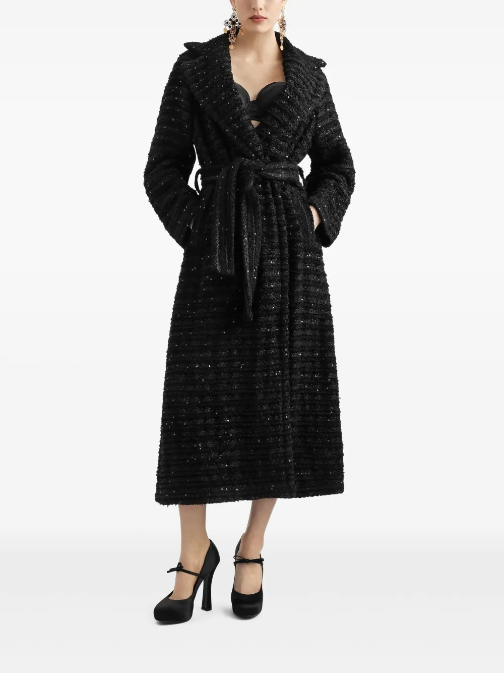 Dolce & Gabbana sequin-embellished tweed coat | Single Breasted Coats | Image 2