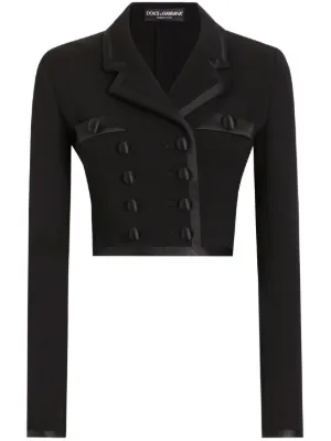 【関税＆送料込み】Dolce & Gabbana Cropped Single-Breasted Cropped wool jacket with rhinestone details in Multicolor