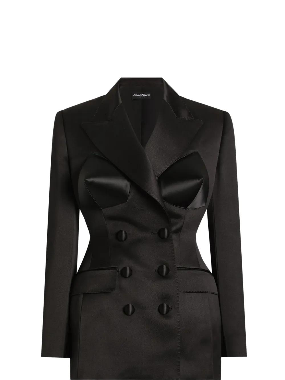 Dolce & Gabbana Bouble-breasted Duchess Blazer In Black
