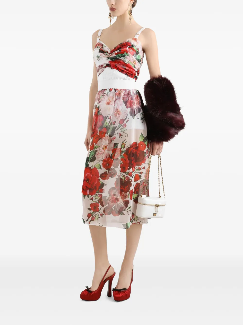 Dolce & Gabbana floral-print midi skirt - Wit