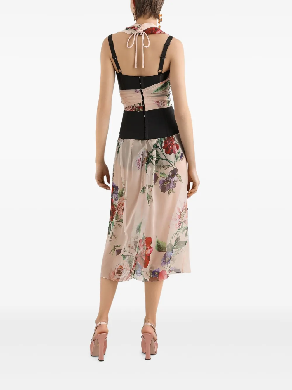 Dolce & Gabbana Midi-jurk met bloemenprint Beige