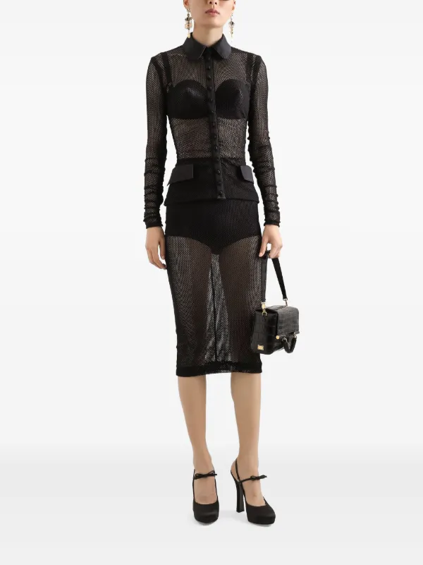 【送料&関税込】Dolce & Gabbana Tulle Sheer Midi Skirt Dolce & Gabbana Mesh Midi Skirt | Black | FARFETCH