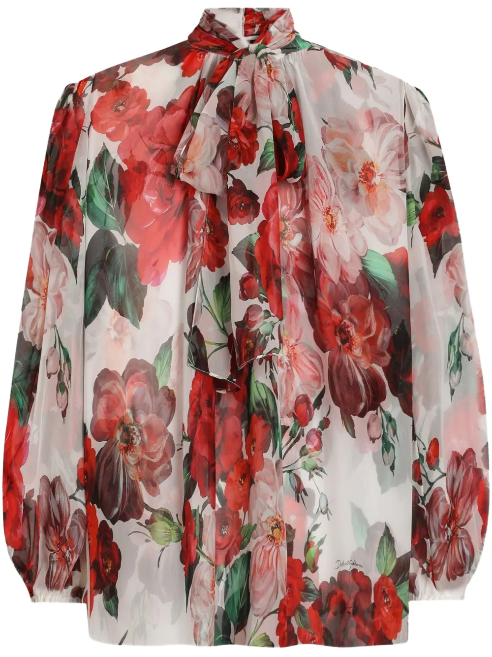 Dolce & Gabbana Chiffon blouse met roosprint Wit