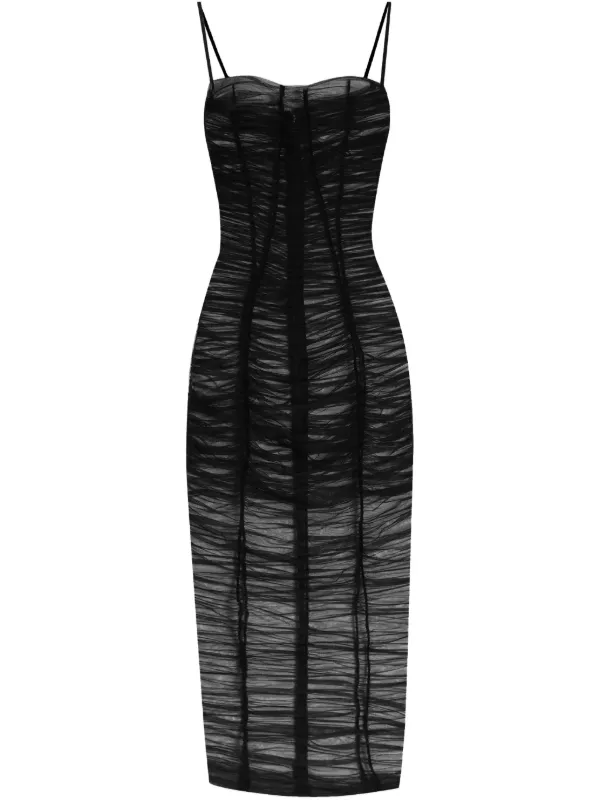 dolce & gabbana ruched tulle midi dress Dolce & Gabbana Ruched Stretch-Tulle Midi Dress In Red - 30% Off