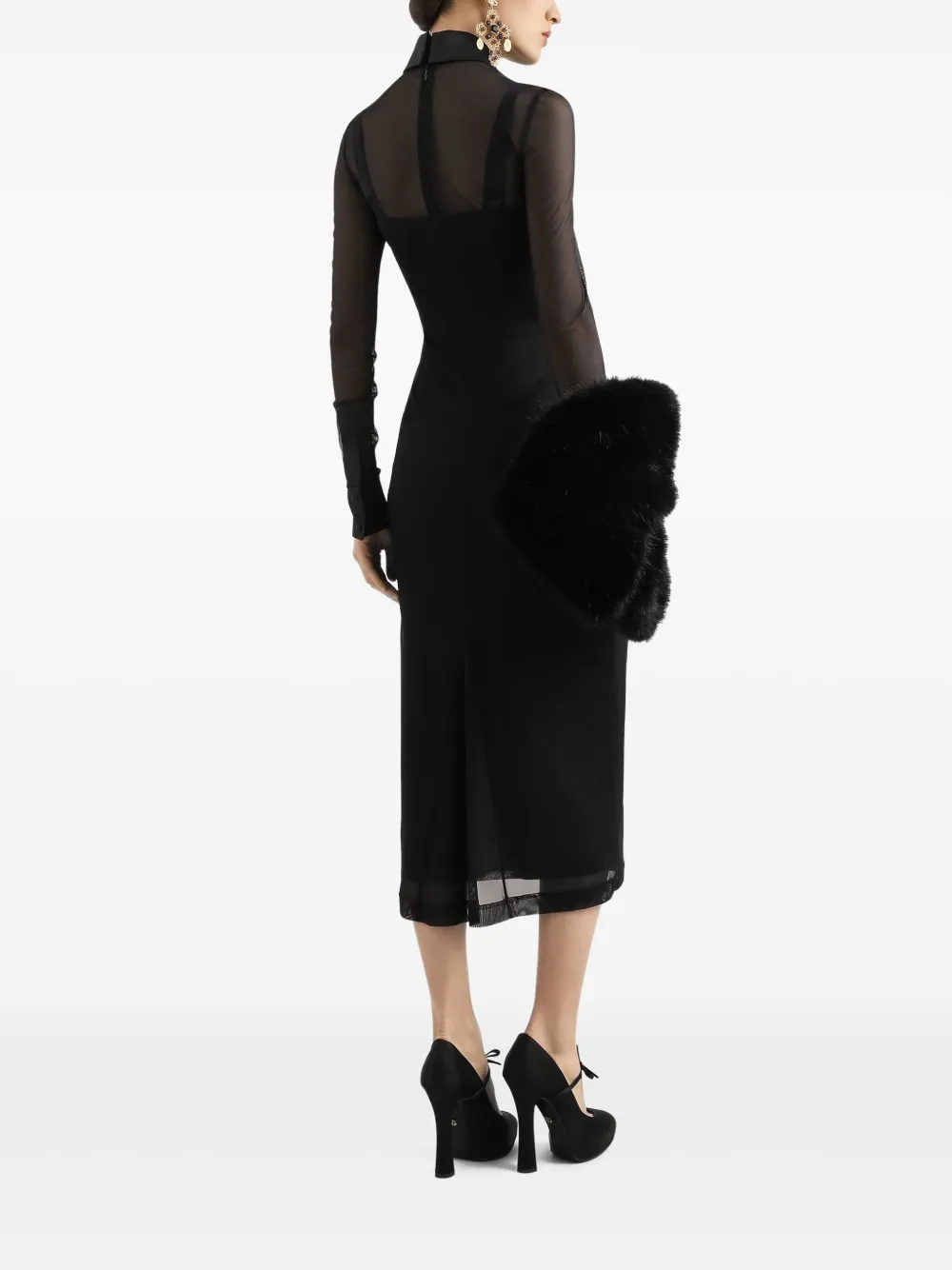 Dolce & Gabbana Tulen jurk met satijnen detail Zwart