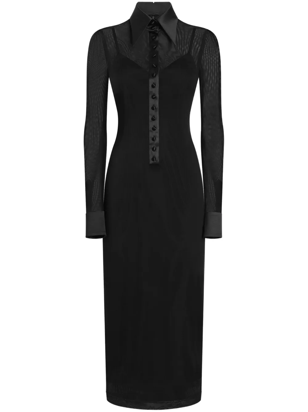 Dolce & Gabbana Tulen jurk met satijnen detail Zwart
