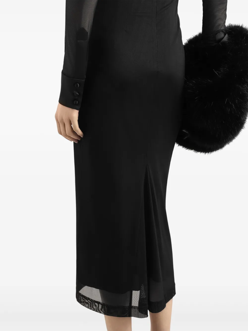 Dolce & Gabbana Tulen jurk met satijnen detail Zwart