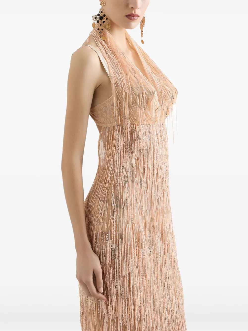 Dolce & Gabbana Midi-jurk met franje Roze