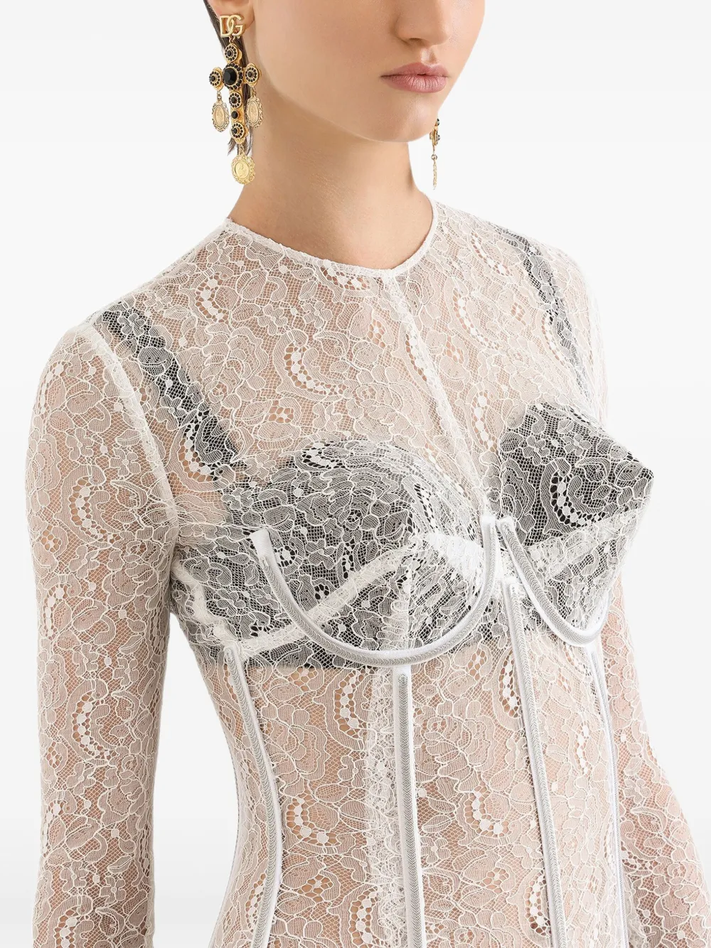 Dolce & Gabbana Midi-jurk met kant Wit