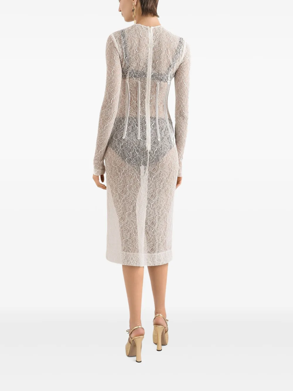 Dolce & Gabbana Midi-jurk met kant Wit