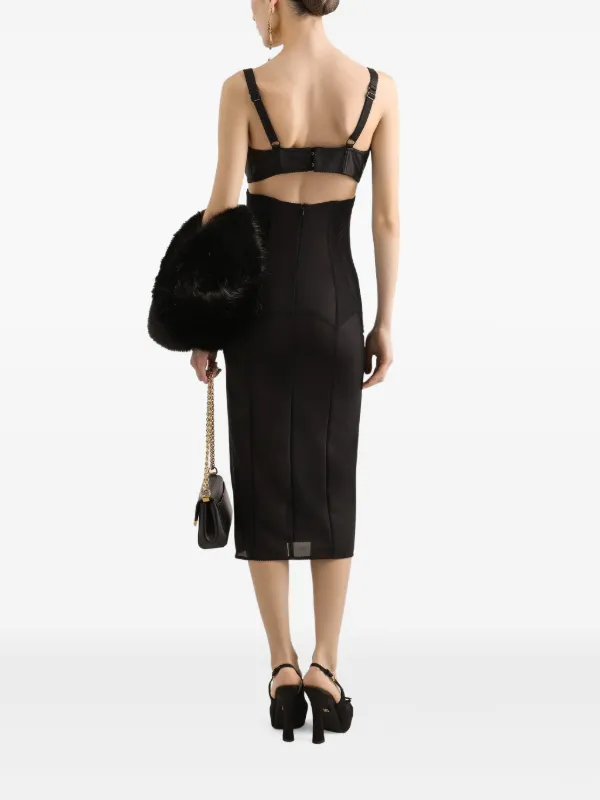 dolce & gabbana bustier midi dress Dolce & Gabbana Draped Satin Dress With Conical Cups