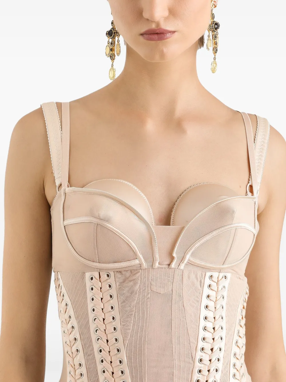 Dolce & Gabbana Midi-jurk met bustiere Beige