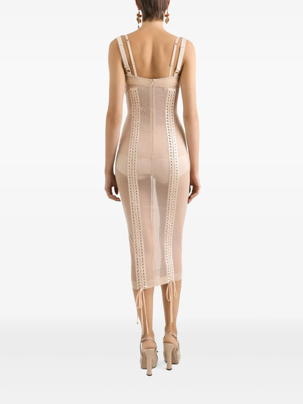 Dolce & Gabbana Midi-jurk met bustiere Beige