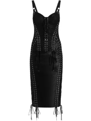 Versace corset-style Leather Midi Dress | Black | FARFETCH