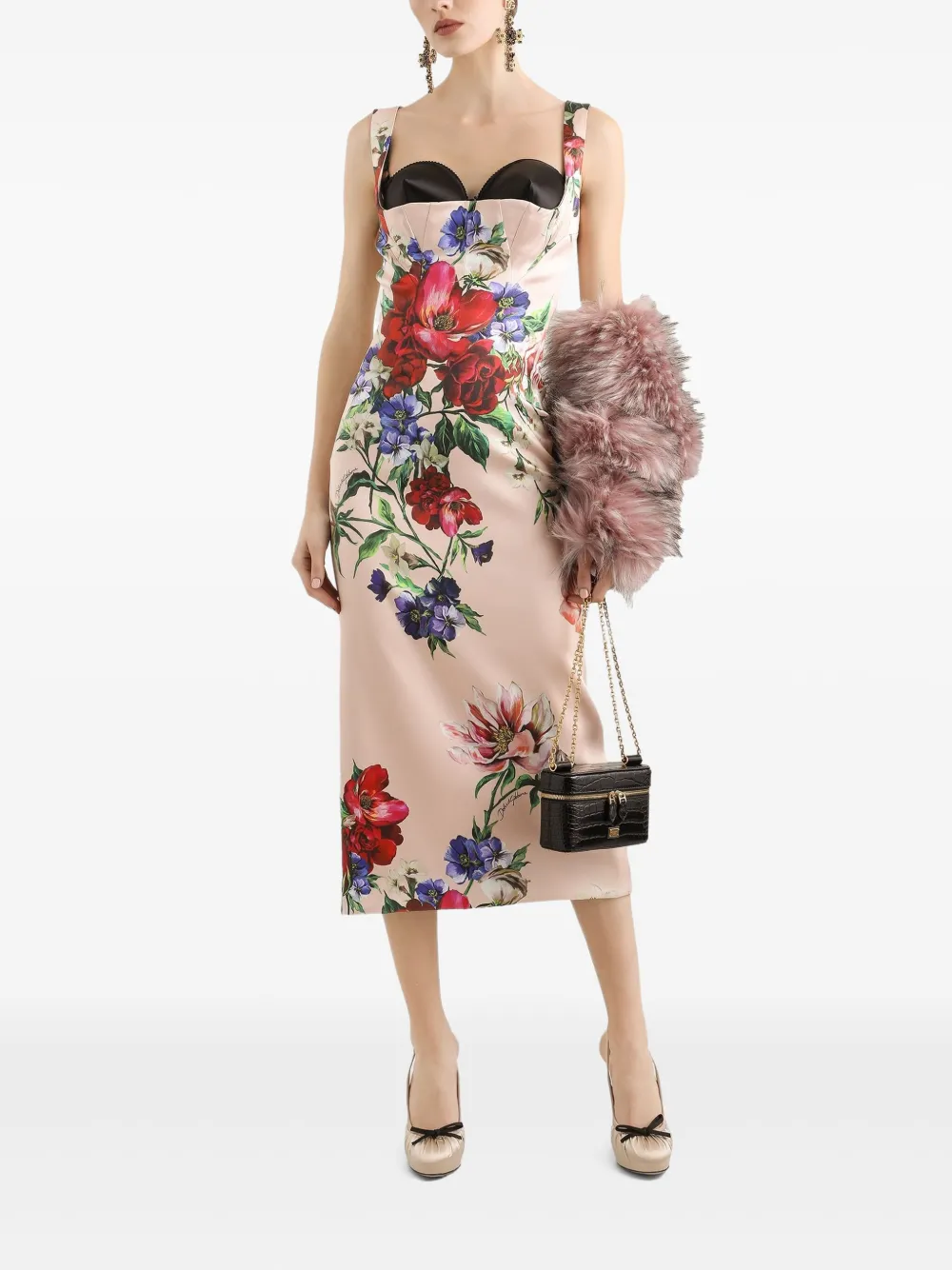 Dolce & Gabbana floral-print midi dress - Beige