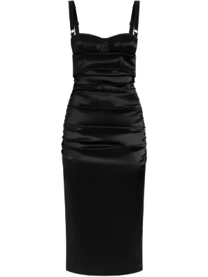 Versace corset-style Leather Midi Dress | Black | FARFETCH