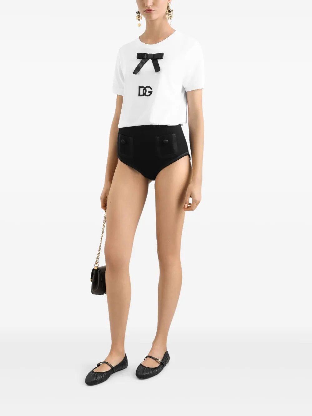 DOLCE & GABBANA BOW-DETAIL T-SHIRT