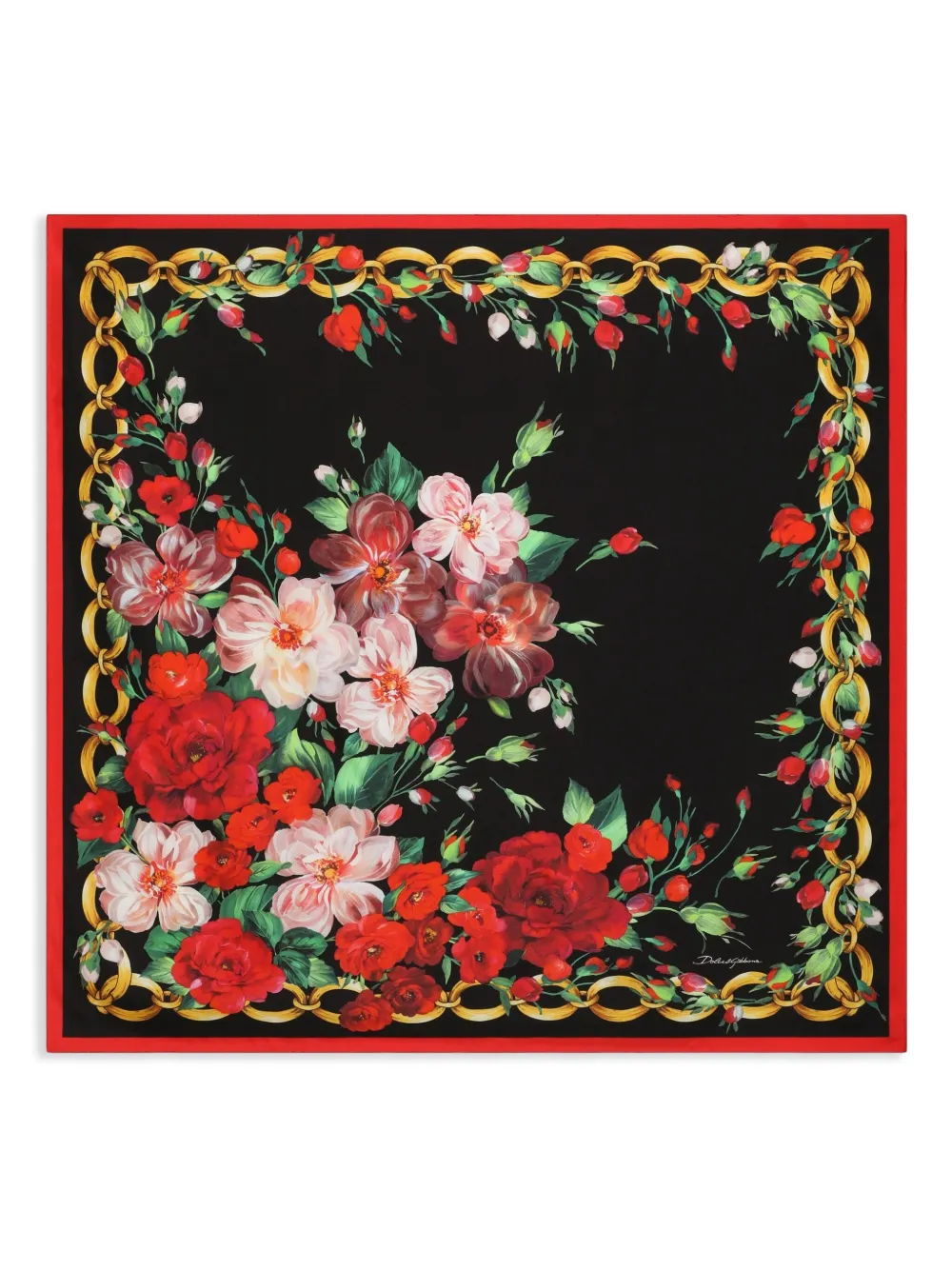 Dolce & Gabbana Sjaal met roosprint Zwart