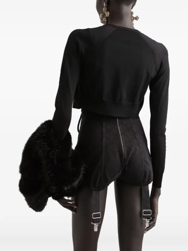 Dolce & Gabbana Ribbed Cardigan | Black | FARFETCH CA
