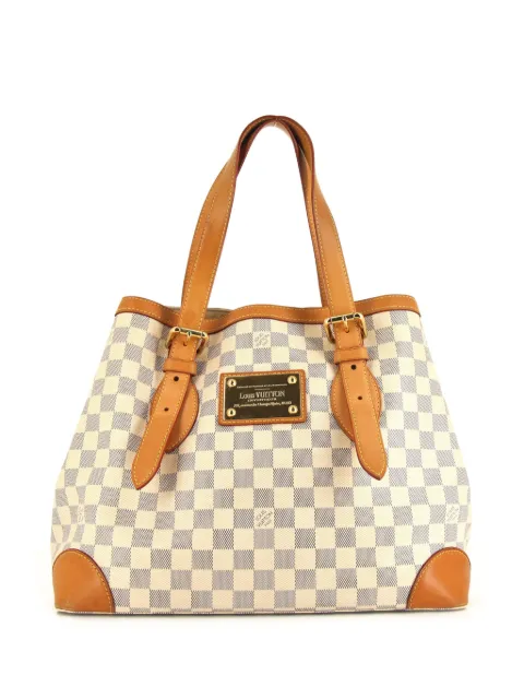 Louis Vuitton Pre-Owned Louis Vuitton  Hampstead shopping bag  in azur damier canvas  and natural leather WOMEN