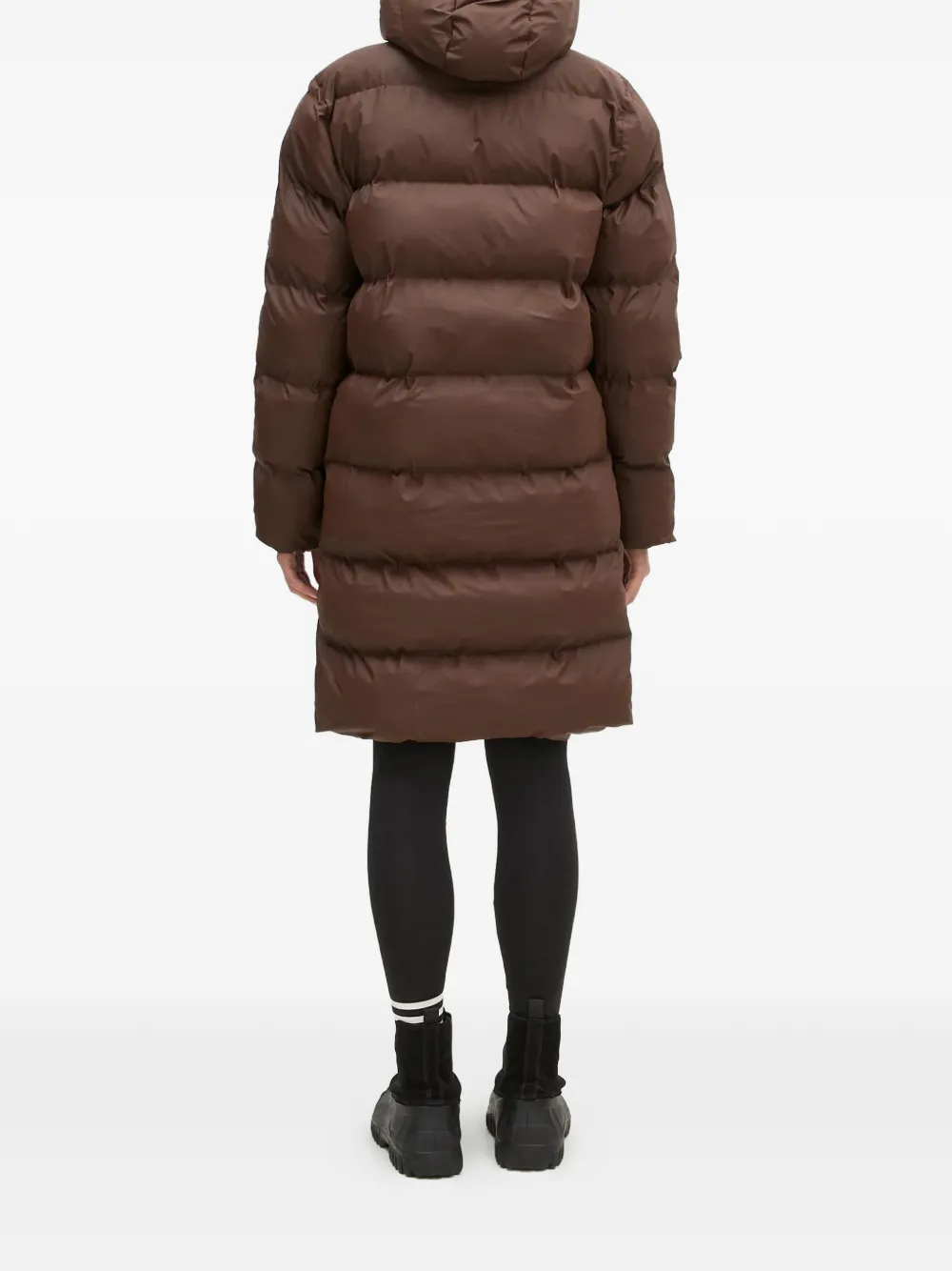  Rains Hooded Padded Jacket - Brown 