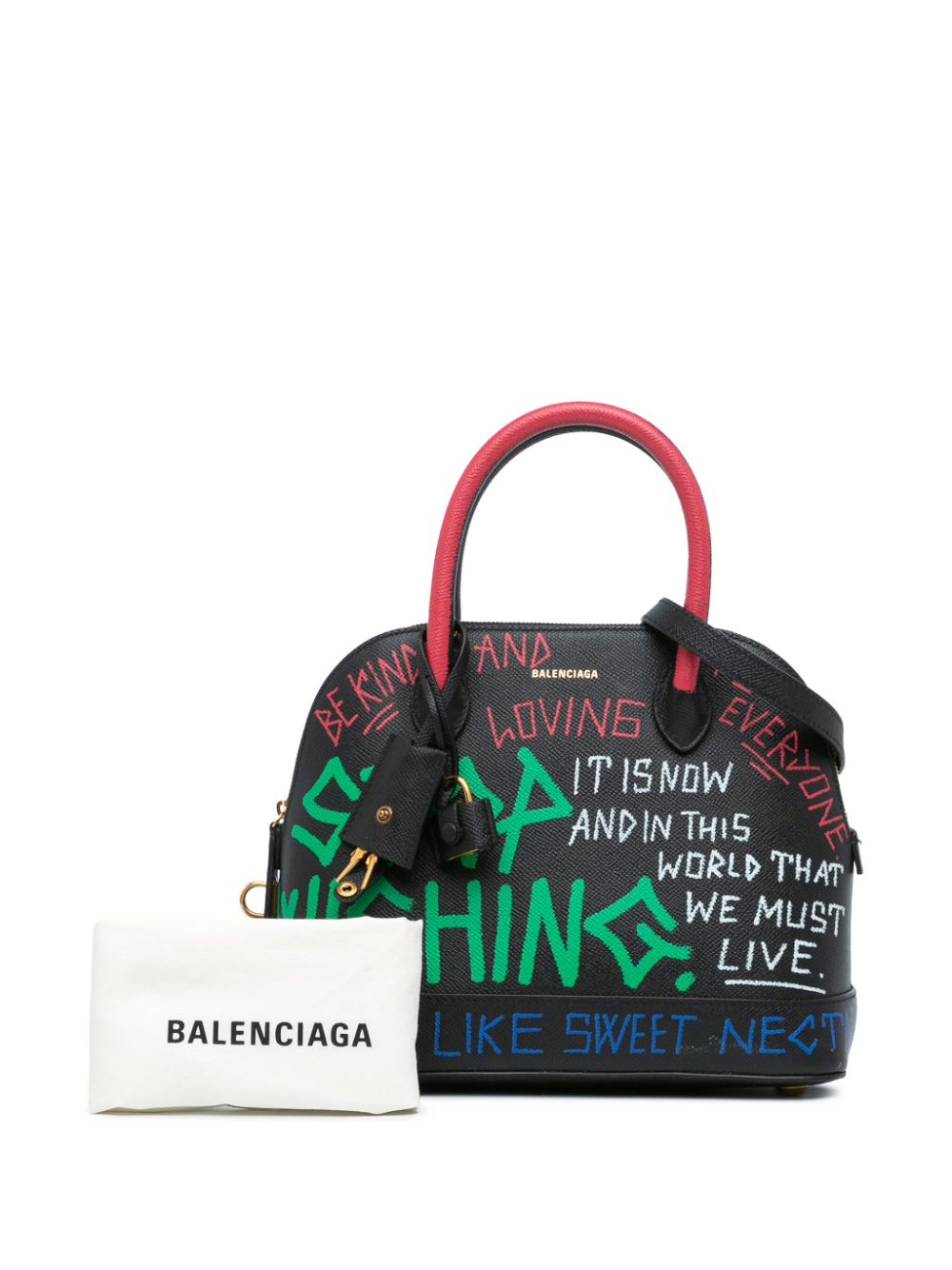 Balenciaga Pre-Owned 2018 Grained Calfskin Graffiti S Ville Top Handle Bag satchel - Zwart