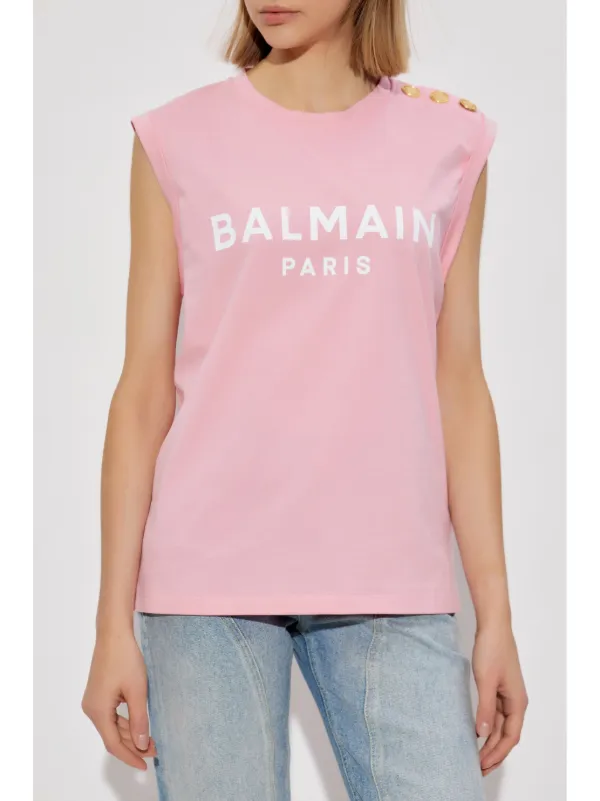 Balmain logo-print Tank Top | Pink | FARFETCH