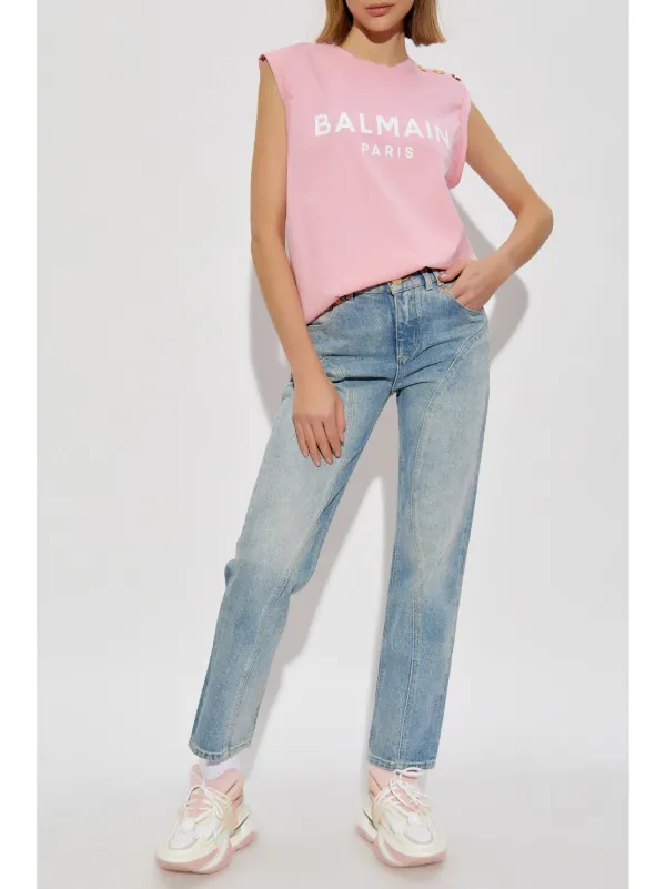 Balmain logo-print Tank Top | Pink | FARFETCH
