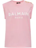 Balmain logo-print tank top - Pink