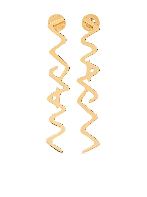 Marni Logo Drop Earrings in Gold