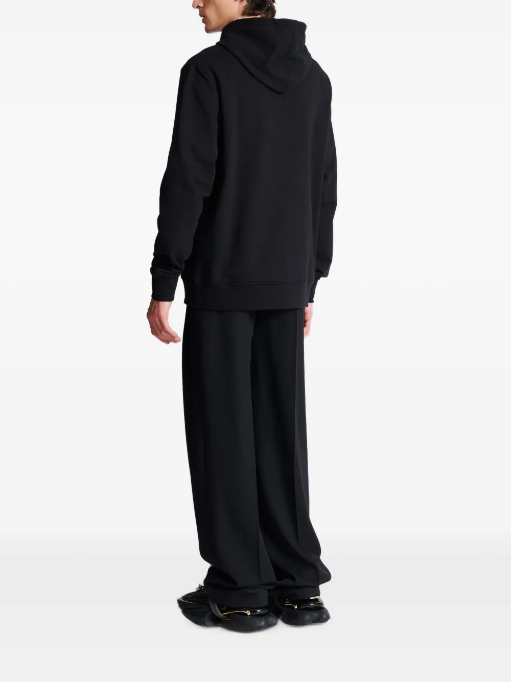 Balmain Logo-patch Hoodie in Black, view 3