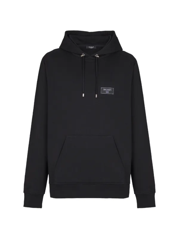 Balmain Logo-patch Hoodie in Black