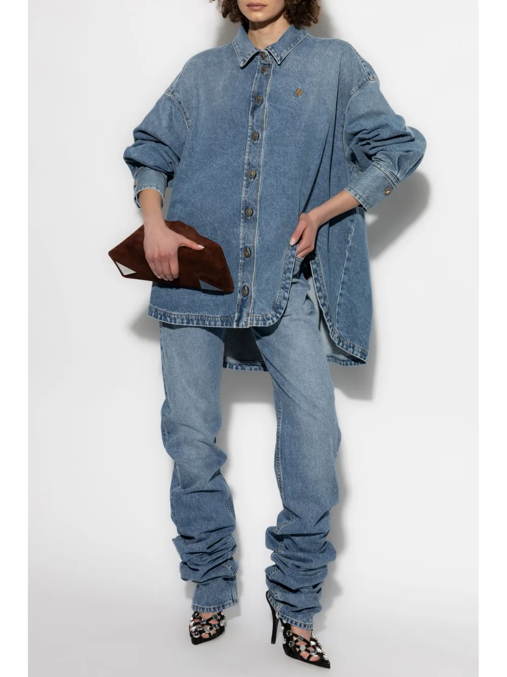 The Attico Blouse met borduurwerk - Blauw