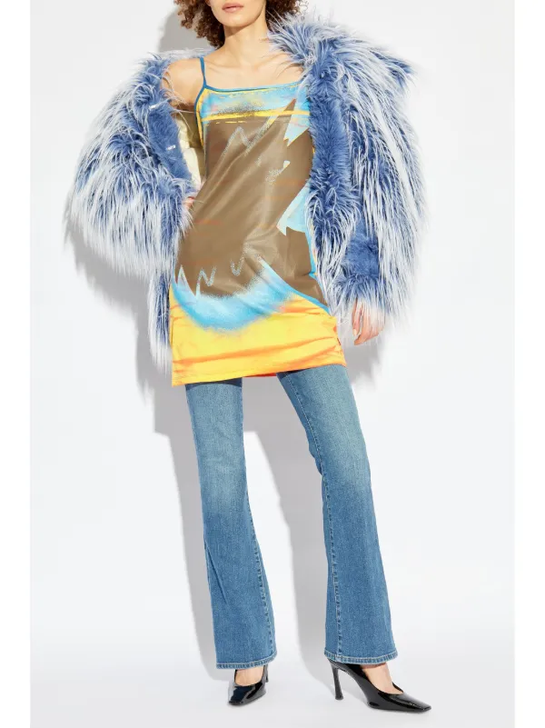 DIESEL>>ディーゼル D-Hoppyn-Q ミニドレス D-HOPPYN-Q1 Mini dress with blowout print｜マルチカラー